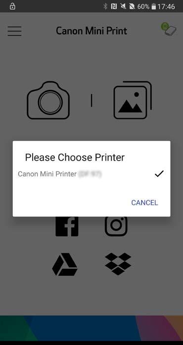 PÁROVÁNÍ ZAŘÍZENÍ A TISKÁRNY PÁROVÁNÍ MOBILNÍHO ZAŘÍZENÍ A TISKÁRNY CANON MINI Párování v systému Android Stisknutím a podržením vypínače, dokud se nerozsvítí kontrolka LED, zapněte tiskárnu.