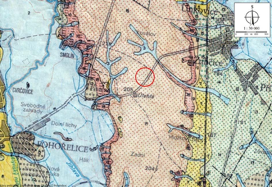 Hranice skládka Jelení kopec, AR Závěrečná zpráva, březen 2015 zdroj: Český geologický ústav, Geologická mapa, list 34-24 Pohořelice Vysvětlivky: kvartér holocén: deluviofluviální hlinitopísčité