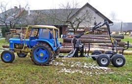 přívěsu hydraulickými trakčními válci - Hydraulicky sklopná korba - 6 - plátnové pneu pro vyvážecí vlek, rozměr 22 x 11-8 - Extra pár klanic - Prodloužení ložné plochy přívěsu o 0,5 m nebo o 1,0 m -