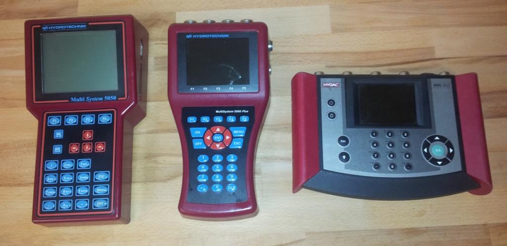 Obr. 2.2 Měřící zařízení (zleva: Hydrotechnik MS 5050; MS 5060+; Hydac HMG 3000) 2.