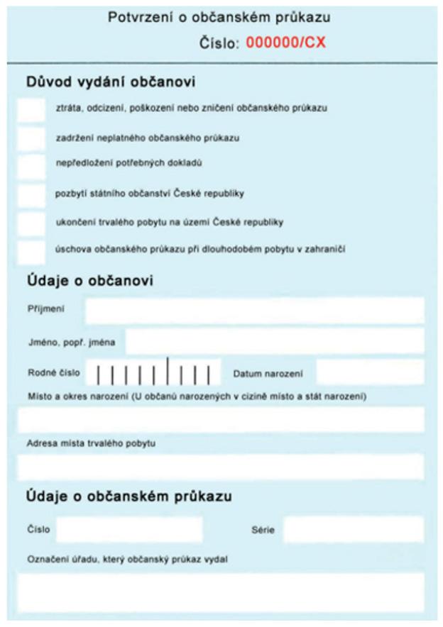 Vzor tiskopisu potvrzení