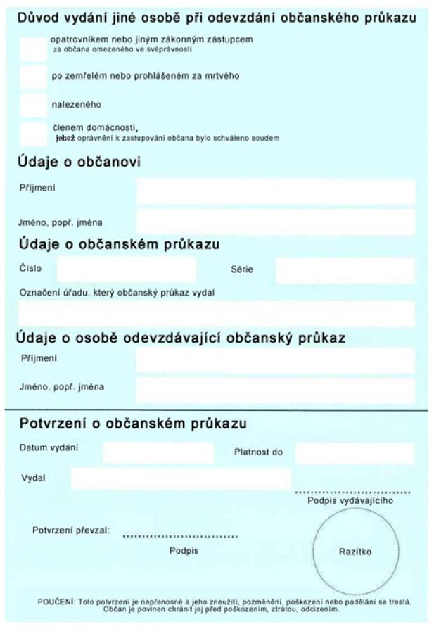 občanského průkazu se strojově