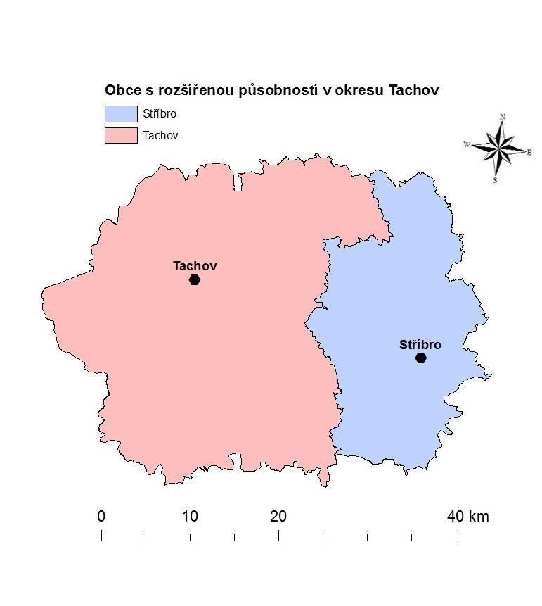 Okres Tachov má nejnižší počet obyvatel na 1 km 2 v rámci Plzeňského kraje. Okres Tachov byl v roce 2003 rozdělen na dvě správní jednotky, a to na SO ORP Tachov a SO ORP Stříbro (viz obr. č. 2).