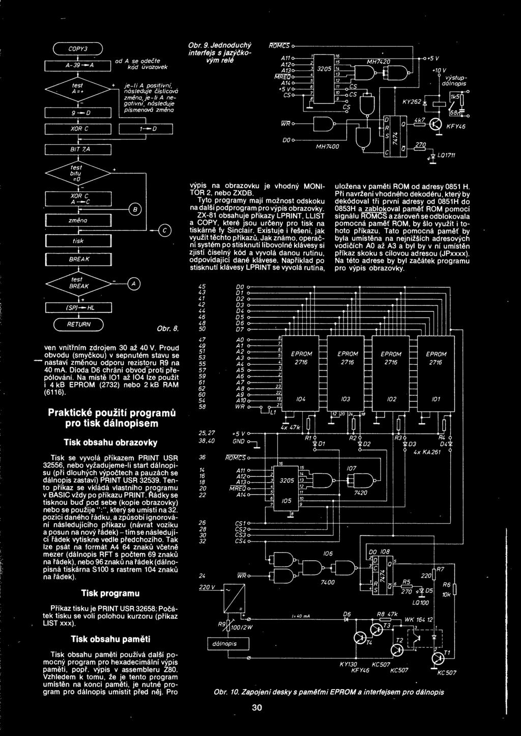 Tyto programy maji moznost odskoku na dal i podprogram pro vypis obrazovky. ZX-81 obsahuje prikazy LPRINT, LLIST a COPY, ktere jsou urfieny pro tisk na tiskarne fy Sinclair.