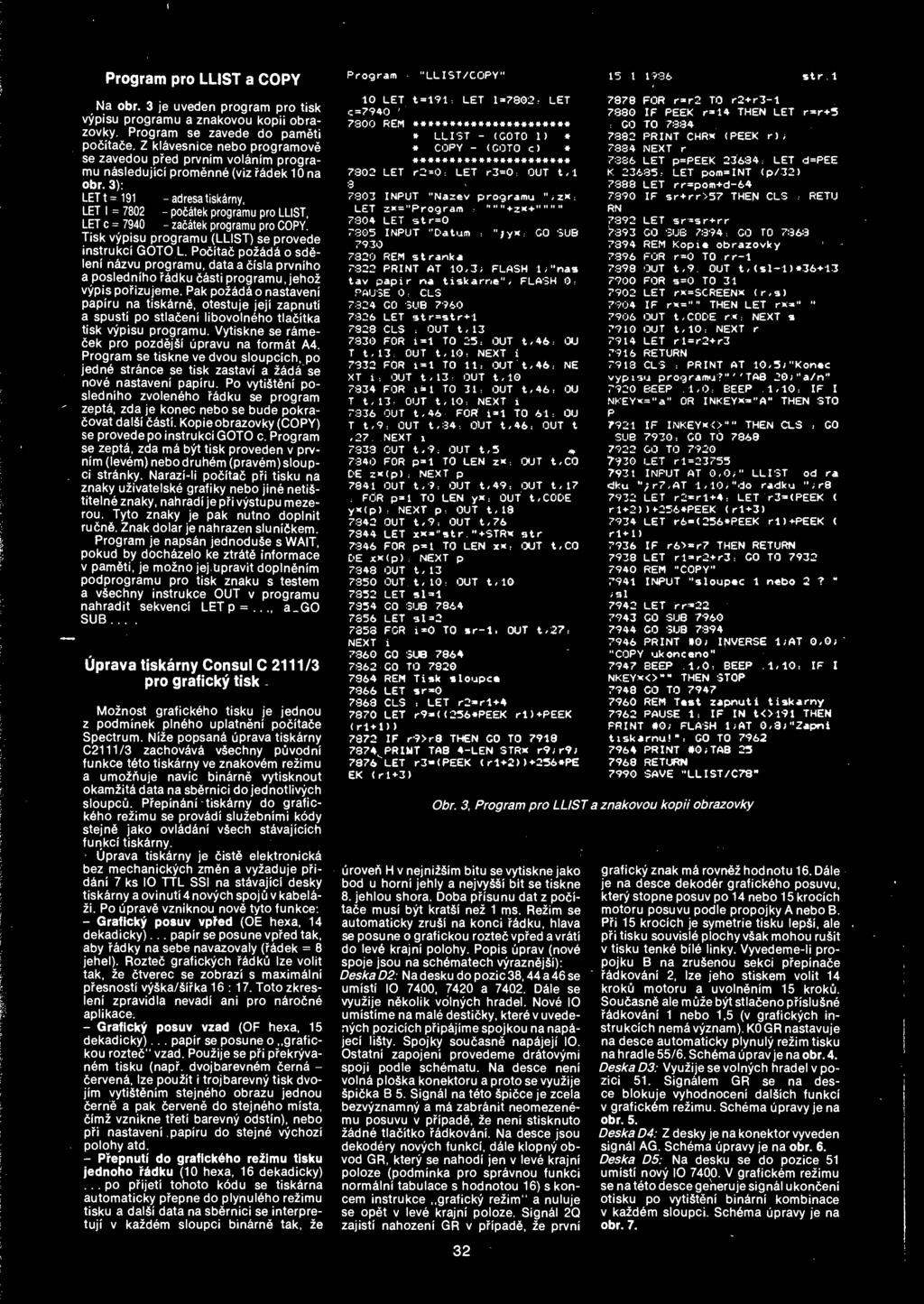 Program pro LUST a COPY Na obr. 3 je uveden program pro tisk vypisu programu a znakovou kopii obra zovky. Program se zavede do pameti po6ita6e.