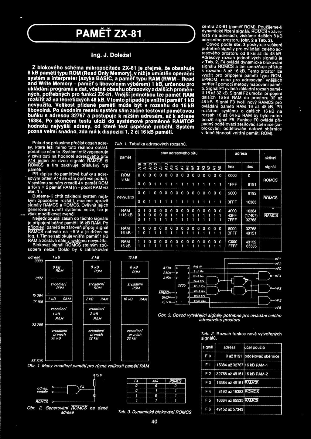 Read and Write Memory - pamet s libovolnym vyberem) 1 kb, urdenou pro ukladam programu a dat, vcetne obsahu obrazovky z dalsi'ch promennych, potrebnych pro funkci ZX-81.