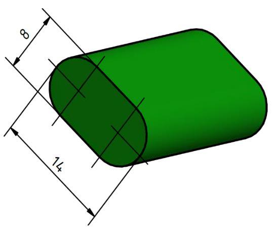Funkční rozměry střižníku Ø 8 mm RAD = (JR + P 0,310 ) TA = (8 + 2 2 ) 0,074 = 8,155 0 0,074 mm, (3.