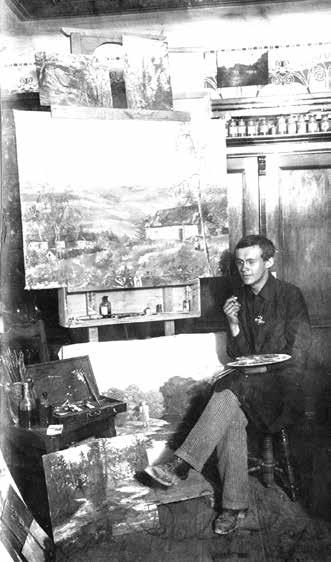 Josef Hacar v ateliéru Hacarova mlýna na poschodí si z místnosti kde žil, vytvořil galerií svých děl s ateliérem, plně vybaveným s malýřskými stojany a pomůckami.