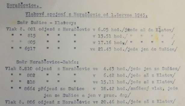 Na vlaky jezdící s cestujícími po této trati bylo koncem 2. světové války uskutečněno několik náletů. Dochované historické materiály uvádí, že první nálet se uskutečnil koncem roku 1944.