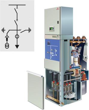 3.2 Základní konfigurace rozváděče GMA Pole s vypínačem Vypínač Odpojovač, uzemňovač Transformátor proudu 1 průchodka na fázi Šířka pole 450 mm nebo 600 mm Pole s vypínačem Vypínač Odpojovač,