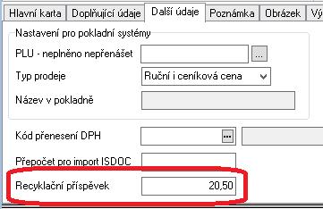 V případě, kdy musíte na prodejní doklady toto uvádět, pak je možné v ceníku tento údaj zadat.