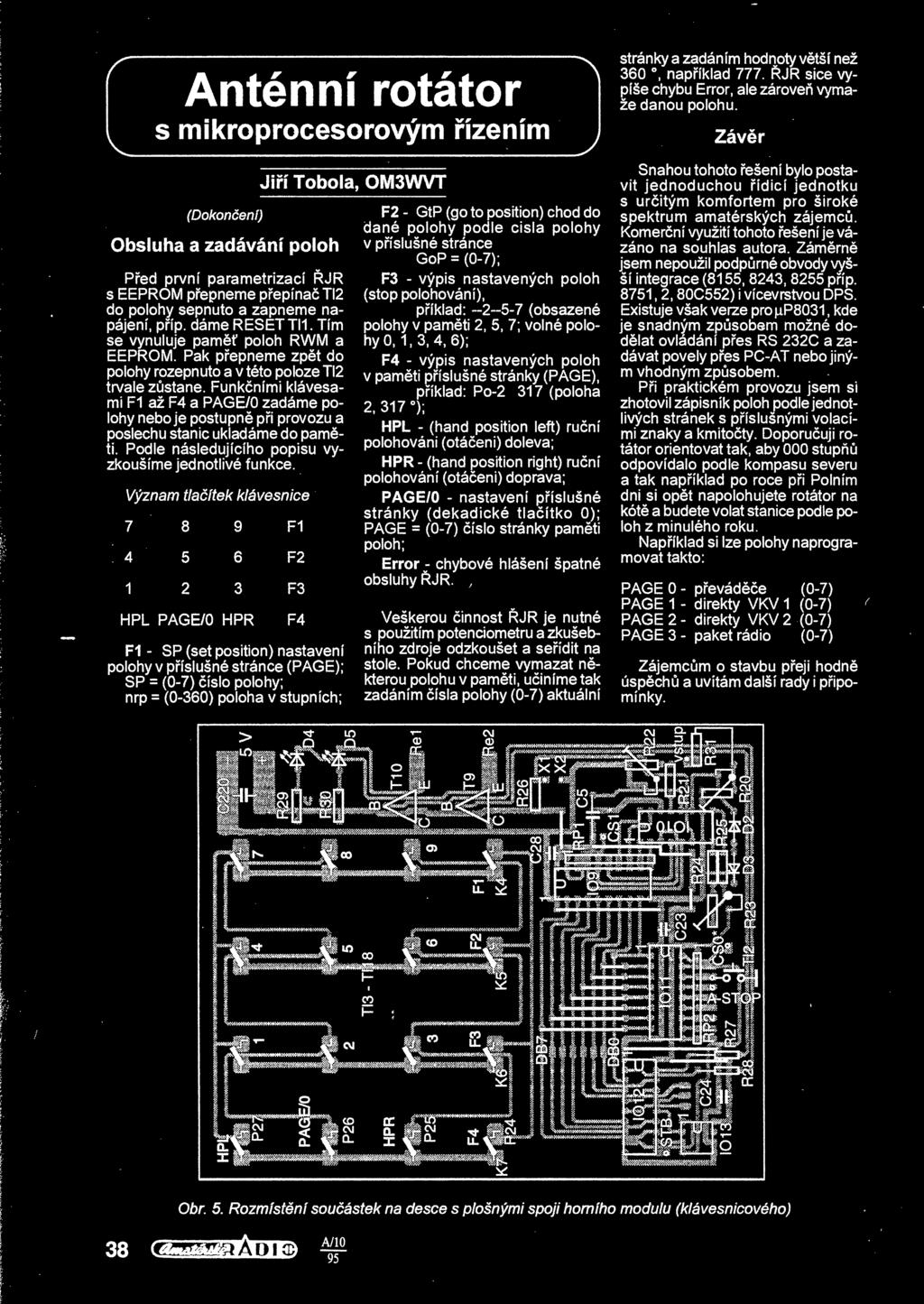 Funkními klávesami F1 až F4 a PAGE/0 zadáme polohy neboje postupn pi provozu a poslechu stanic ukládáme do pamti. Podle následujícího popisu vyzkoušíme jednotlivé funkce.