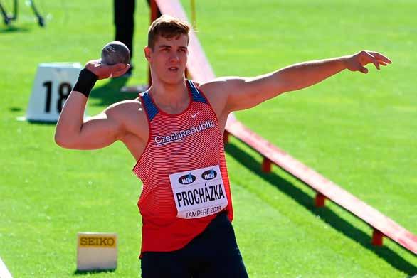 Tadeáš PROCHÁZKA (shot put) born: 30. 7. 1999 Most height / weight: 193 cm / 112 kg club: A.C. TEPO Kladno 1st club: AK Most coach: Petr Stehlík 1st coach: Mojmír Klíma hobbies: investing instagram: tadeasprochazka PB: shot put 7,26 kg 18.
