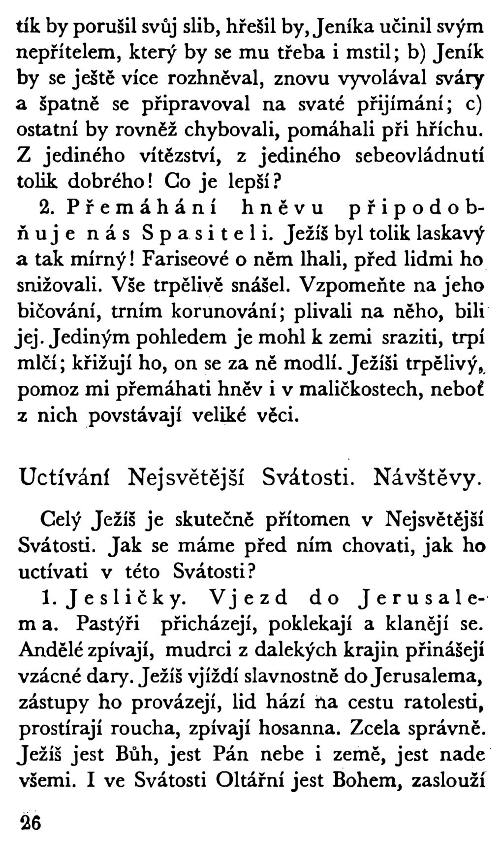 tik by porušil svůj slib, hřešil by, Jeníka učinil svým nepřítelem, který by se mu třeba i mstil; b) Jeník by se ještě více rozhněval, znovu vyvolával sváry a špatně se připravoval na svaté