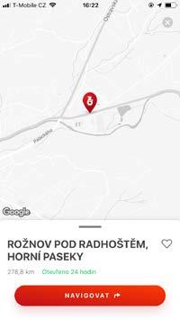 Mapa se seznamem (obrazovka 3.0b) 3. Seznam benzinek (obrazovka 3.