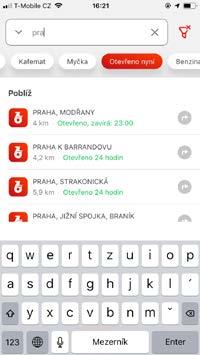 seznamu nebo si uložit čerpací stanici do seznamu oblíbených.