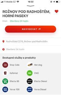 s podrobnými informacemi: Vzdálenost od uživatele Adresa Otevírací hodiny Kontakt Služby na čerpací