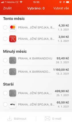 zobrazit detail každé transakce daňový doklad.
