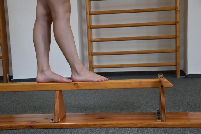 CHŮZE PATA ŠPIČKA Chůze po obrácené straně lavičky nohu, kterou žáci dělají krok vpřed, přikládají tak, aby se pata dotýkala prstů druhé nohy. Paže v upažení, tělo v napřímení.