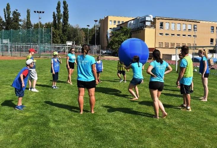 Děti se v kruzích postaví čelem proti sobě na velikost kin-ballového míče. Učitel vybere jedno z dětí, které bude v roli myši utíkat v prostoru mezi kruhy před míčem představujícím kočku.