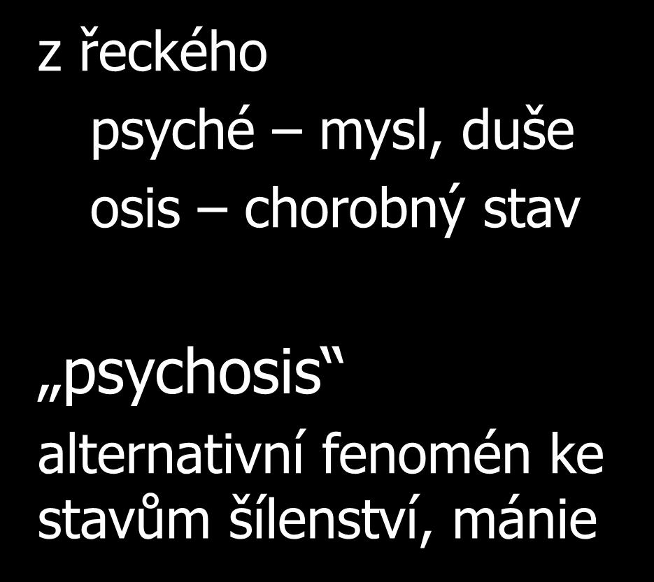 Psychóza z řeckého psyché mysl, duše