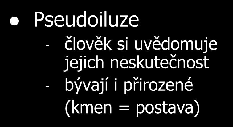 - člověk si uvědomuje jejich neskutečnost -