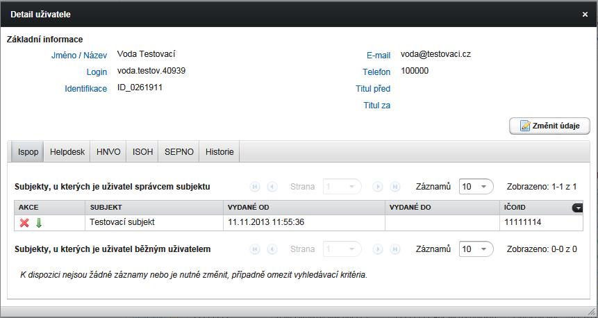 Pozn.: Nový Správce subjektu má stejná uživatelská práva jako původní Správce subjektu může např.