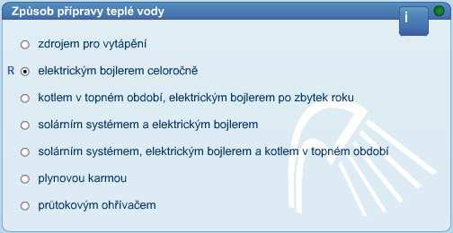 Obrázek č. 22 Volba způsobu přípravy teplé vody pasivní dům Ke stanovení možných pasivních zisků bylo nutné zadat spotřebiče a žárovky, které jsou v domě umístěny, s délkou provozu.