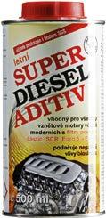 kompatibilní se všemi druhy motorových olejů Udržuje stabilní volnoběžné otáčky letní zimní varianta SUPER DIESEL ADITIV Udržuje čistotu