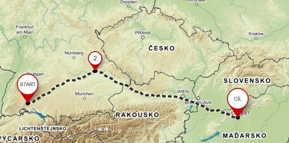 trasa: začíná v německém Donaueschingenu, pokračuje přes Pasov, Linec, Vídeň do maďarské Budapešti celková délka: 434 km převýšení: 118 m charakter: 90 % trasy je mimo silnice pro automobilová