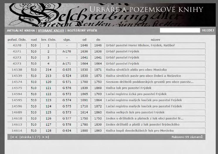 17 Databáze Lokality, která není publikována v digitálním archivu, slouží jako zdrojová databáze geografických (místopisných) objektů, primárně sídel (sídelních útvarů) pro databázi Sčítací operáty a