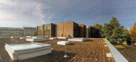 Stavba Knihovna České Budějovice Použitý systém Extensive Pot projekt retenční skladba vegetace střešní