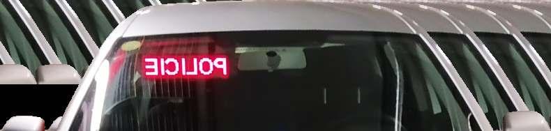 LED NÁVĚSTÍ LED návěstí se umisťuje na sluneční clonu vozidla policie, které nemá zvláštní barevné provedení.