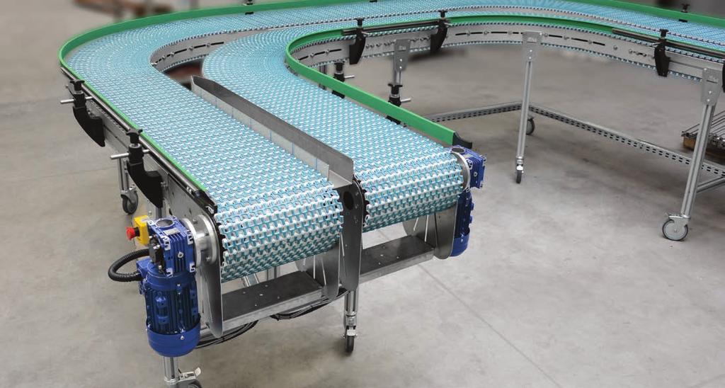 DOPRVNÍKY S MODULÁRNÍM PÁSEM EMS Dopravníky s modulárním pásem typu EMS umožňují přepravu různých produktů prakticky v každém průmyslovém odvětví.