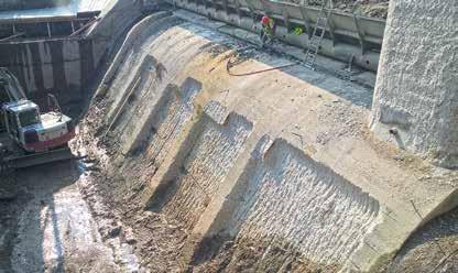 sanace a rekonstrukce rehabilitation and reconstruction ní sanační malty PCI Nanocret R4 SM v tloušťce 30 mm a byla upravena do konečné podoby.