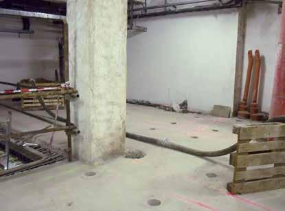 Beton byl stejně jako u sloupů dopravován pomocí pístového čerpadla.