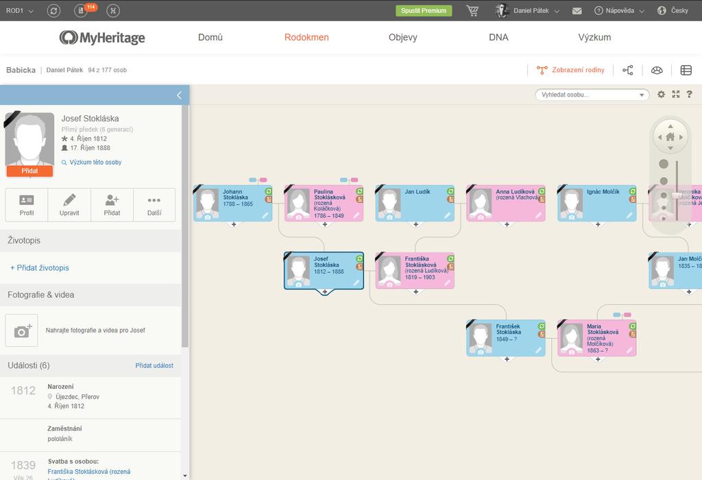 Obrázek 2.1: Ukázka z prostředí webové aplikace MyHeritage 2.2 Ancestry Další známou genealogickou webovou aplikací je Ancestry.