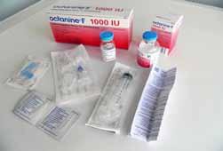 Octanine F (Octapharma) Vysoce čištěný koncentrát lidského koagulačního faktoru IX, antivirově ošetřený dvěma virově inaktivačními metodami.
