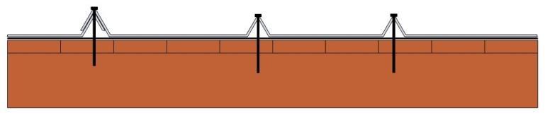 Kotvení hliníkovým hřebíkem s EPDM podložkou do horní vlny Kotvení hliníkovým nebo nerezovým vrutem s EPDM