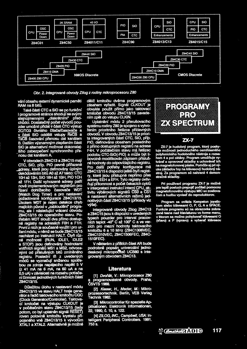 Integrované obvody Zilog z rodiny mikroprocesoru Z80 vání obsahu externí dynamické paméti RAM na 8 bit. Také ásti CTC a SIO se po funkní i programové stránce shodují se svými stejnojmennými.