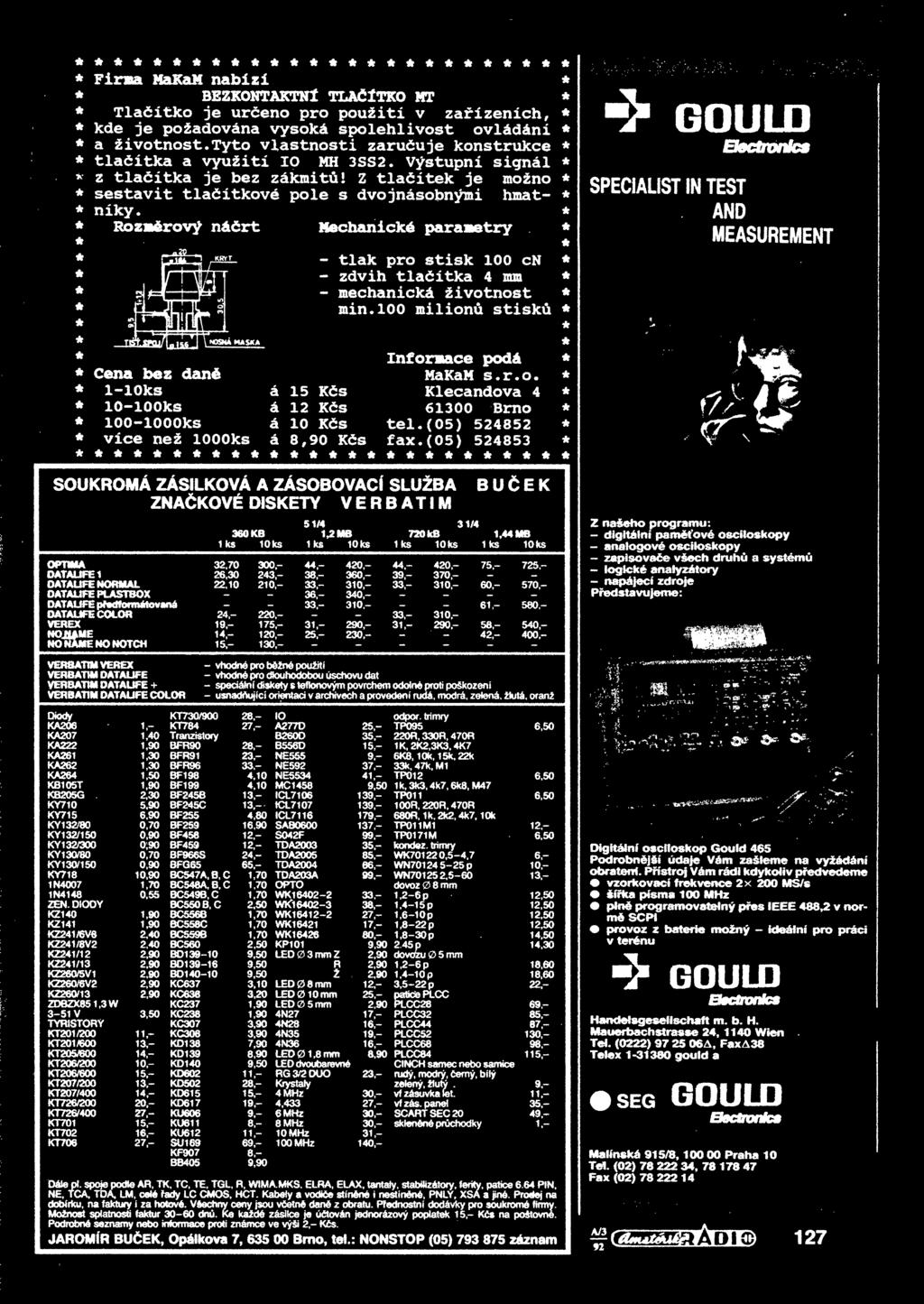 * * Rozmrový nárt Mechanické parametry * * * * pue - ^ tlak pro stisk 100 cn * * zdvih tlaítka 4 mm * ^ v w*l * - mechanická životnost * * tlx. JL- i min.