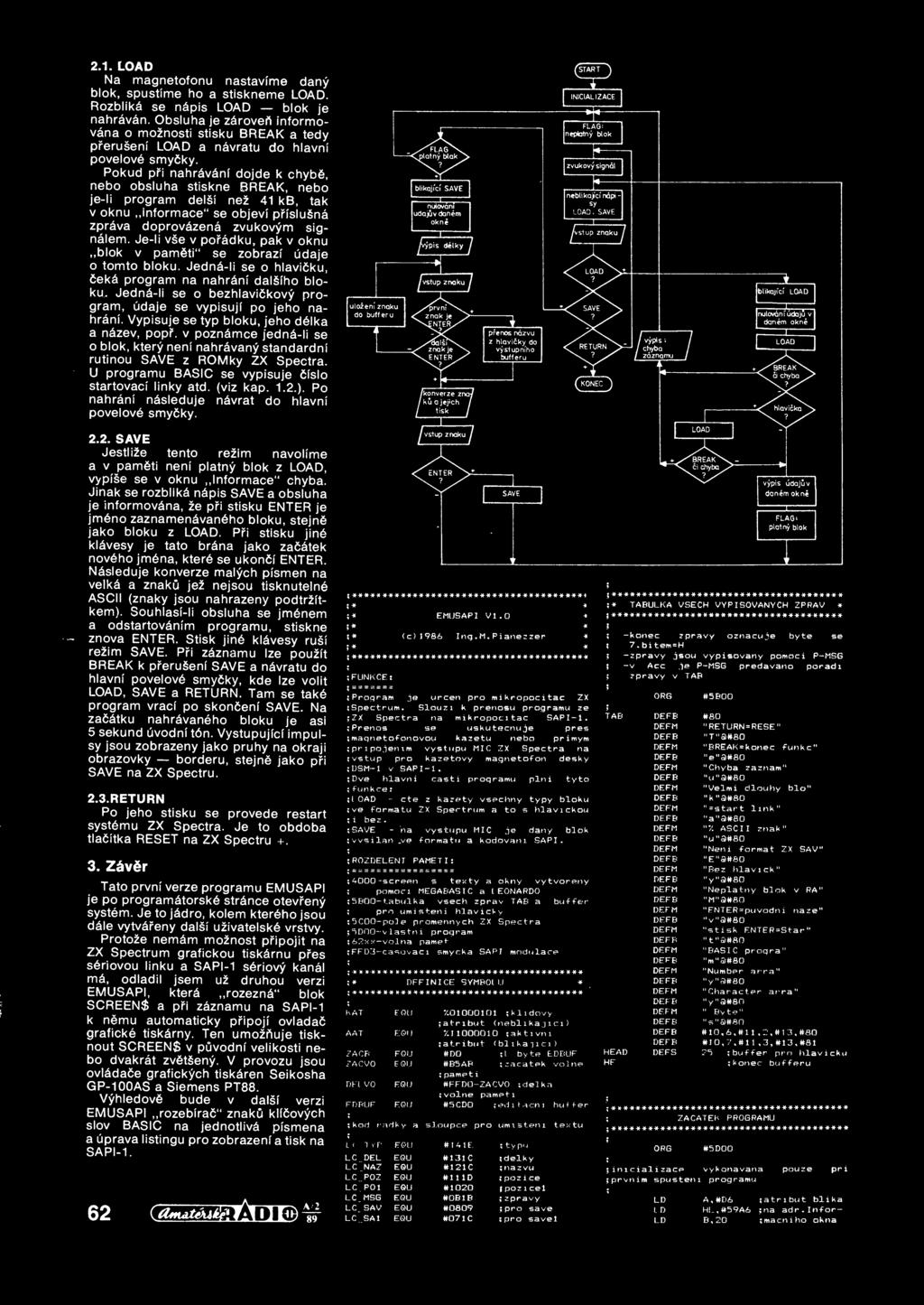 Pokud pi nahrávání dojde k chyb, nebo obsluha stiskne BREAK, nebo je-li program delší než 41 kb, tak v oknu informace" se objeví píslušná zpráva doprovázená zvukovým signálem.