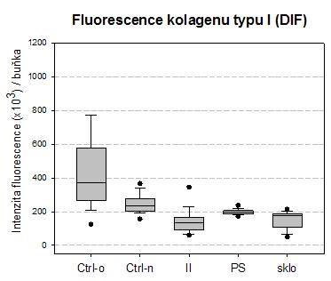 Přepočteno na buňku. Po 7 dnech kultivace ve standardním médiu bylo médium vyměněno za médium o stejném složení (NORM) nebo za médium doplněné osteogenními faktory (DIF).