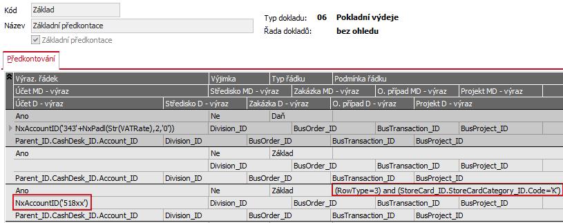 Obr. 8 - Nastavení druhé(další) předkontace pro zaúčtování nedokončené výroby, pozor na vyplnění polí Výr. příkaz Obr.