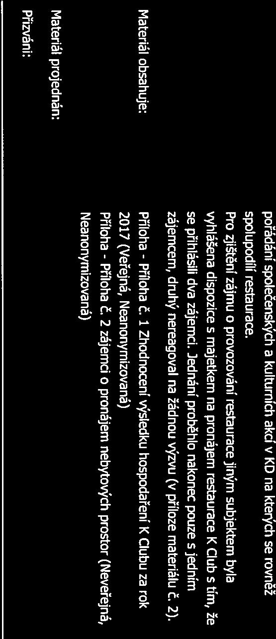 Návrh usnesení RM 19.2.20 18 Page 2 of 2 pořádání společenských a kulturních akcí v KD na kterých se rovněž spolupodílí restaurace.