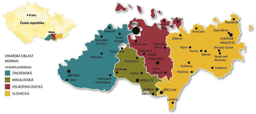 Obr. 4.2 Moravské vinařské podoblasti dnes (www.wineofczechrepublic.