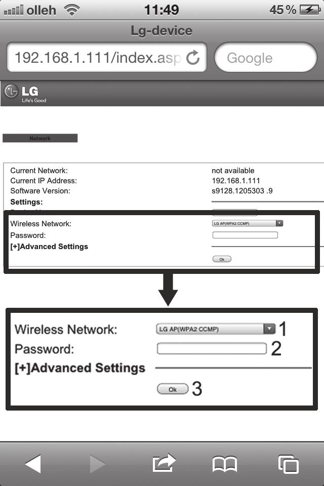 31 y Jestliže na seznamu není uveden LG AUDIO Setup XXXXXX, zkuste znovu vyhledat dostupné sítě Wi-Fi.