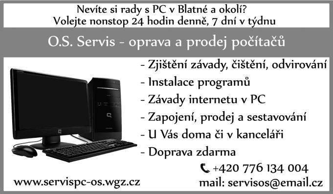 Ročník 24 (34) Blatná 27. září 2013 Číslo 16 / strana 17 Přehled sportovních a společenských akcí v hostinci U Čiláka v Buzicích Sobota 5. října: Posezení s kapelou Šumíci + teplé uzené z komína.