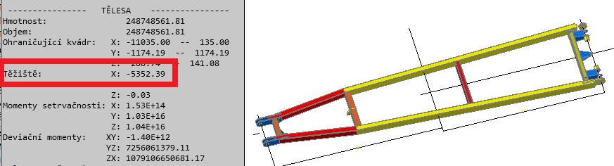 2.18 Poloha těžiště podpěry Z výkresů bylo zjištěna hmotnost podpěry m2=2084kg a rámu včetně kladek m3=3750kg. umístění popis veličiny označ. hodnota Jedn.