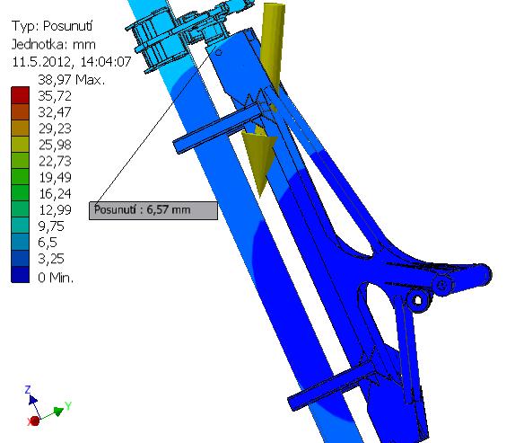 Deformace Z obr. 5.19 je zřejmé, že maximální deformace v kritickém místě Svařence1 je maximálně do 7 mm.